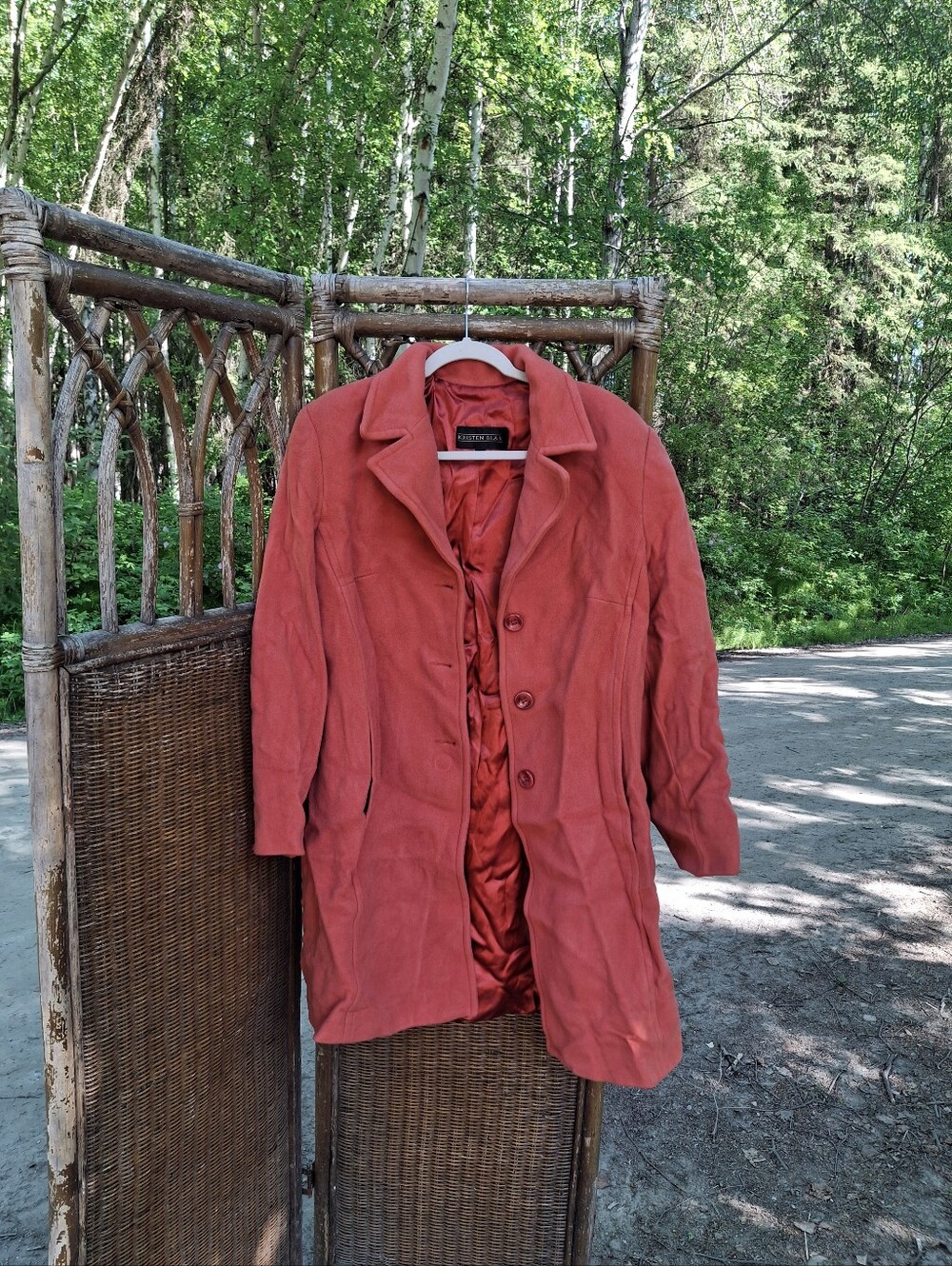 Kristen Blake Coral Trench Coat with Button Front